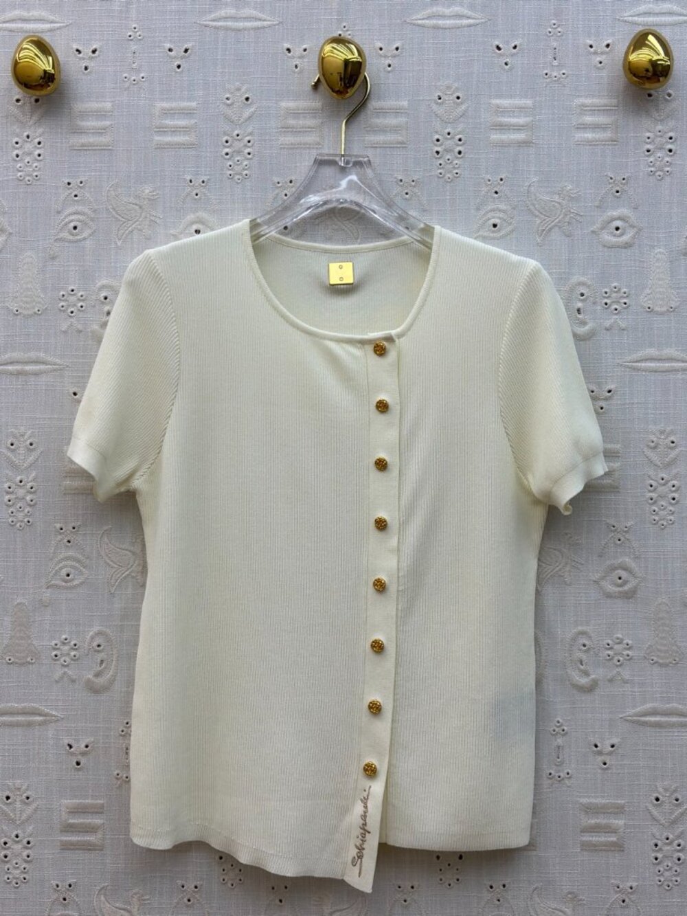 Schiaparelli irregular knit short-sleeved top
